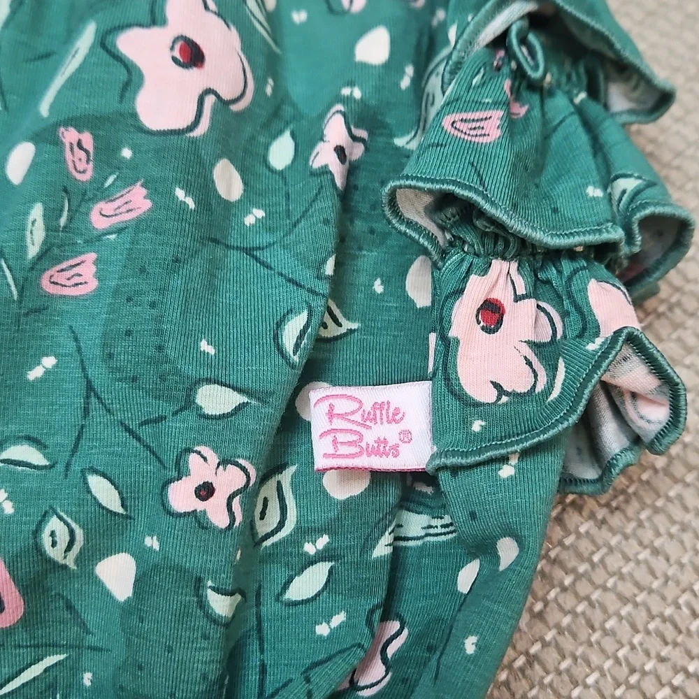 Ruffle Butts Floral One Piece Bubble Romper Size 2T Long Sleeve Ruffles